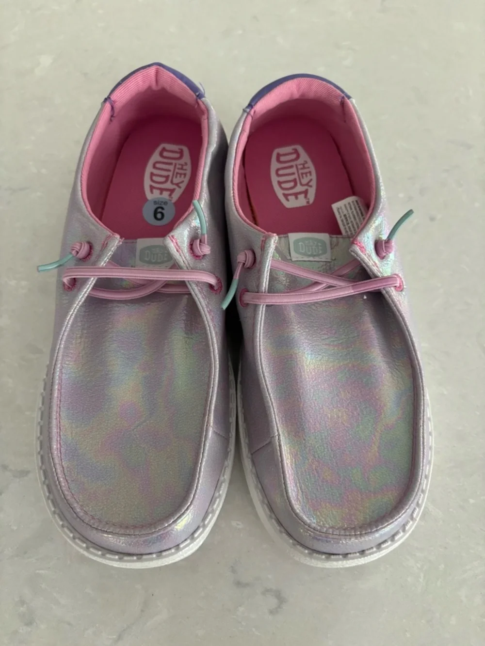Hey Dude Youth Wendy Y Iridescent Sparkle Shoes, Size J6